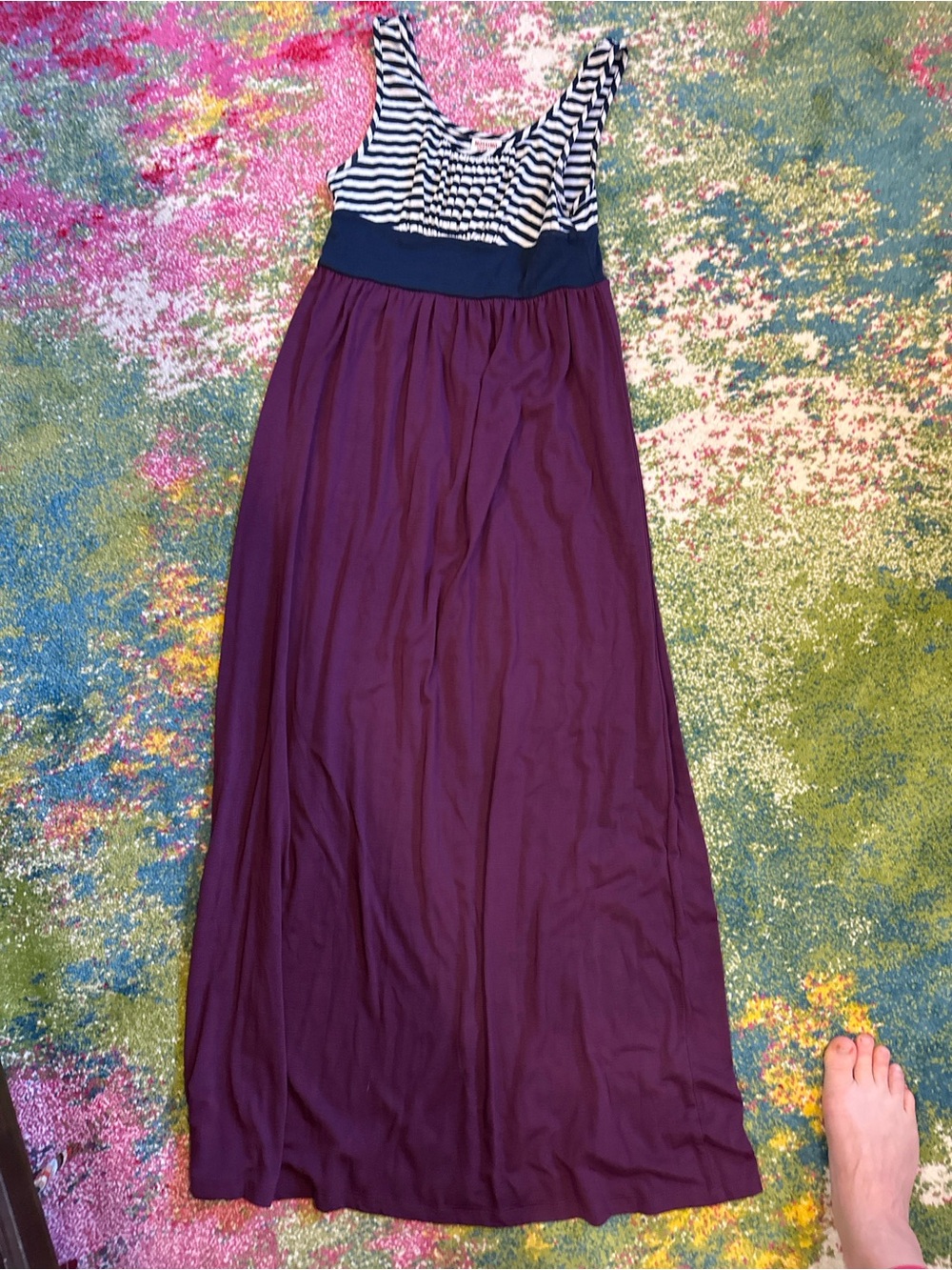 Mossimo Supply Co. Navy/White Striped Top Plum Maxi Dress
